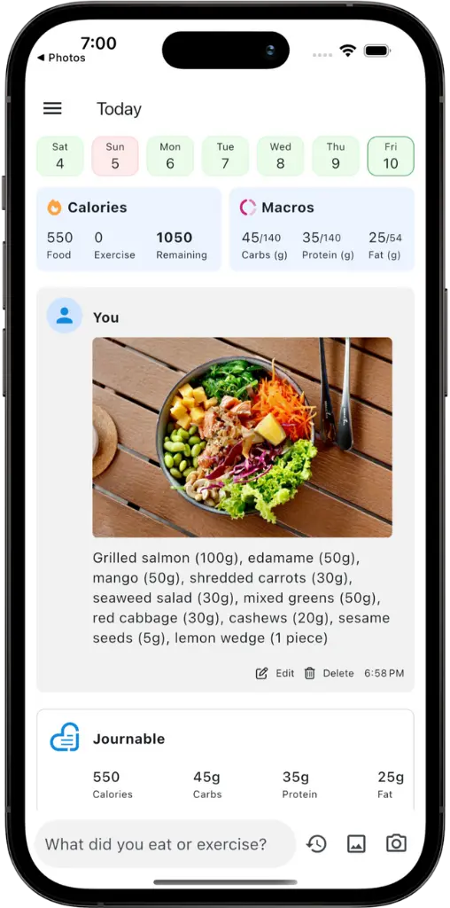 Placeholder app feature preview for calorie and macro tracking